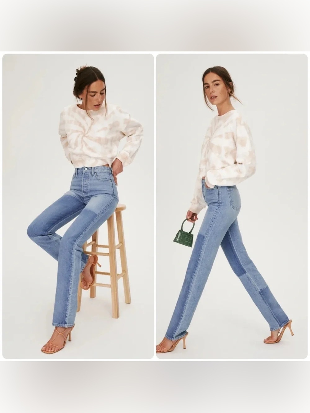 Reformation Cynthia Shadow High Rise Denim Patchwork Jeans in Niagara👖sz 29
